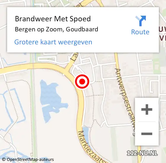 Locatie op kaart van de 112 melding: Brandweer Met Spoed Naar Bergen op Zoom, Goudbaard op 20 februari 2022 16:40