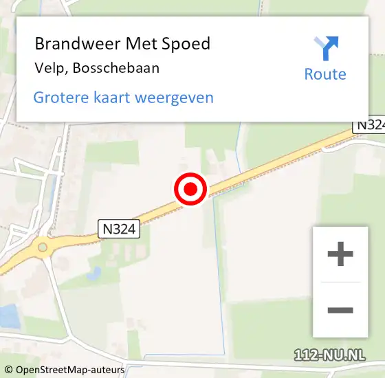 Locatie op kaart van de 112 melding: Brandweer Met Spoed Naar Velp, Bosschebaan op 20 februari 2022 17:44