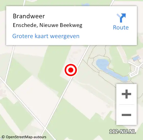 Locatie op kaart van de 112 melding: Brandweer Enschede, Nieuwe Beekweg op 20 februari 2022 19:27