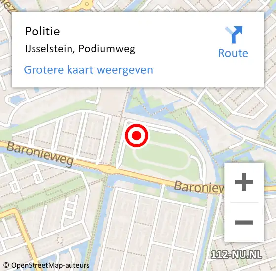 Locatie op kaart van de 112 melding: Politie IJsselstein, Podiumweg op 20 februari 2022 20:40