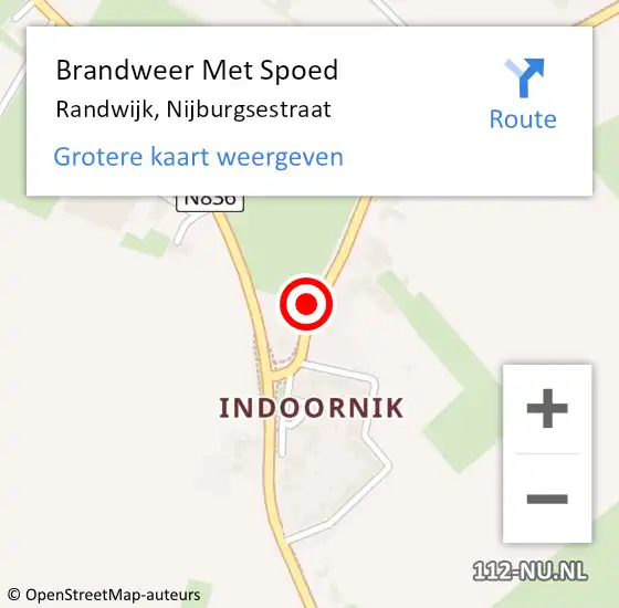 Locatie op kaart van de 112 melding: Brandweer Met Spoed Naar Randwijk, Nijburgsestraat op 20 februari 2022 21:30