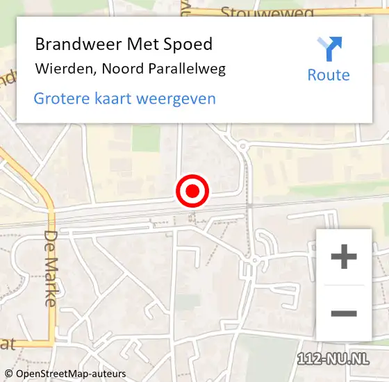 Locatie op kaart van de 112 melding: Brandweer Met Spoed Naar Wierden, Noord Parallelweg op 20 februari 2022 22:07