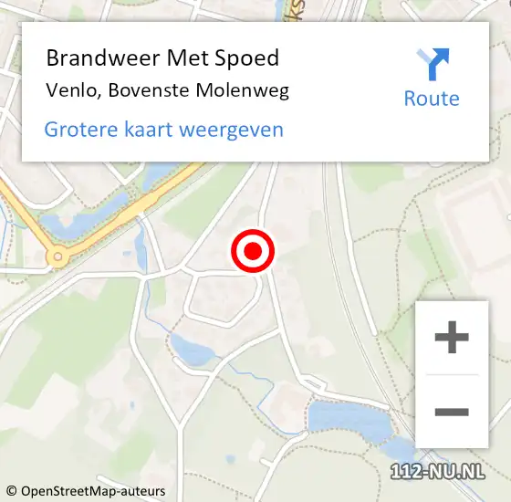 Locatie op kaart van de 112 melding: Brandweer Met Spoed Naar Venlo, Bovenste Molenweg op 20 februari 2022 22:13