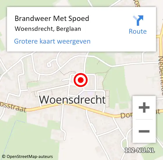 Locatie op kaart van de 112 melding: Brandweer Met Spoed Naar Woensdrecht, Berglaan op 20 februari 2022 22:27