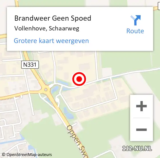 Locatie op kaart van de 112 melding: Brandweer Geen Spoed Naar Vollenhove, Schaarweg op 20 februari 2022 22:45
