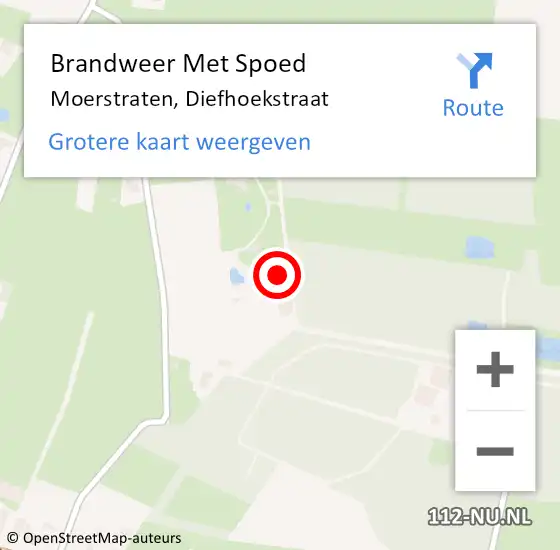 Locatie op kaart van de 112 melding: Brandweer Met Spoed Naar Moerstraten, Diefhoekstraat op 20 februari 2022 23:04