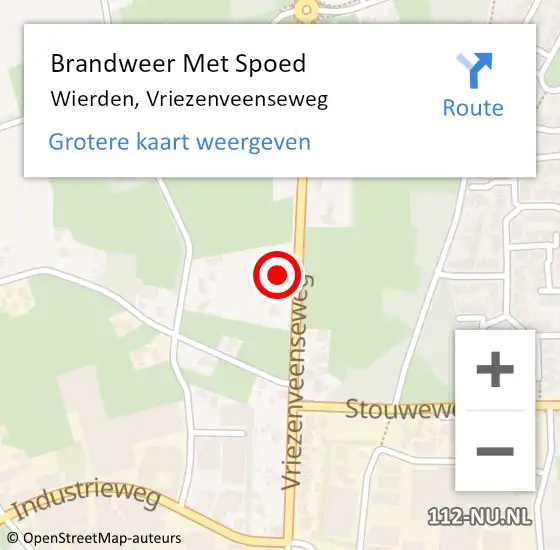 Locatie op kaart van de 112 melding: Brandweer Met Spoed Naar Wierden, Vriezenveenseweg op 20 februari 2022 23:06
