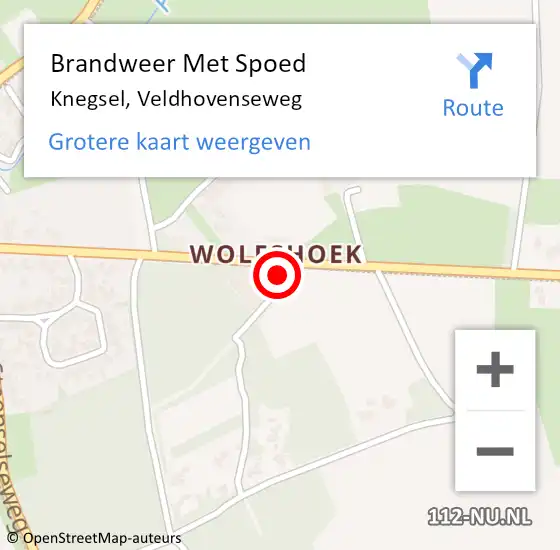 Locatie op kaart van de 112 melding: Brandweer Met Spoed Naar Knegsel, Veldhovenseweg op 20 februari 2022 23:23
