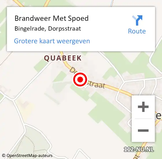 Locatie op kaart van de 112 melding: Brandweer Met Spoed Naar Bingelrade, Dorpsstraat op 21 februari 2022 00:14
