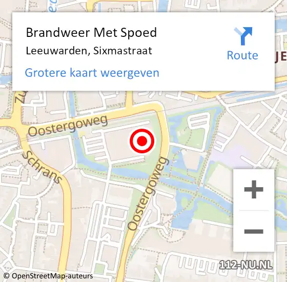 Locatie op kaart van de 112 melding: Brandweer Met Spoed Naar Leeuwarden, Sixmastraat op 21 februari 2022 01:19