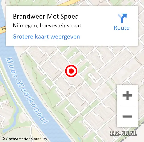 Locatie op kaart van de 112 melding: Brandweer Met Spoed Naar Nijmegen, Loevesteinstraat op 21 februari 2022 01:21
