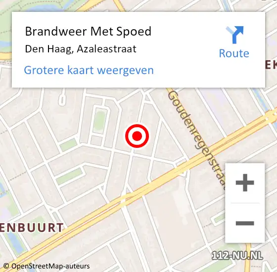 Locatie op kaart van de 112 melding: Brandweer Met Spoed Naar Den Haag, Azaleastraat op 21 februari 2022 04:59