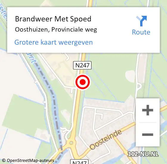 Locatie op kaart van de 112 melding: Brandweer Met Spoed Naar Oosthuizen, Provinciale weg op 21 februari 2022 05:54