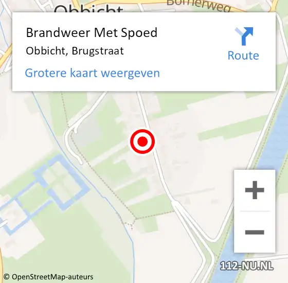 Locatie op kaart van de 112 melding: Brandweer Met Spoed Naar Obbicht, Brugstraat op 21 februari 2022 06:16