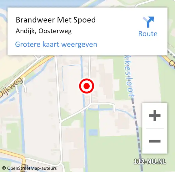 Locatie op kaart van de 112 melding: Brandweer Met Spoed Naar Andijk, Oosterweg op 21 februari 2022 08:34