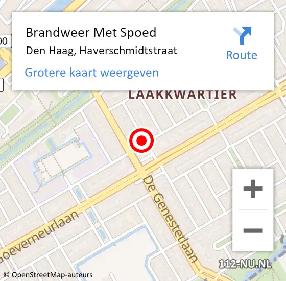 Locatie op kaart van de 112 melding: Brandweer Met Spoed Naar Den Haag, Haverschmidtstraat op 21 februari 2022 08:40