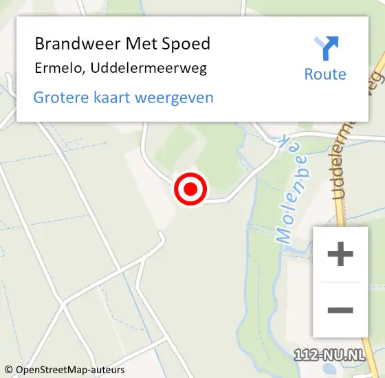 Locatie op kaart van de 112 melding: Brandweer Met Spoed Naar Ermelo, Uddelermeerweg op 21 februari 2022 10:05