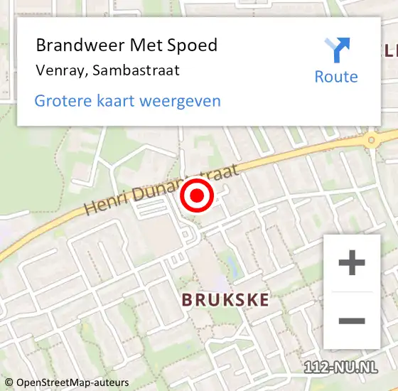Locatie op kaart van de 112 melding: Brandweer Met Spoed Naar Venray, Sambastraat op 21 februari 2022 10:50