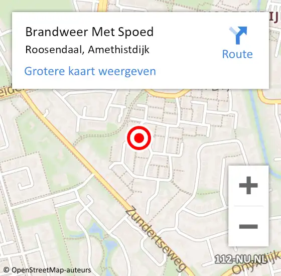 Locatie op kaart van de 112 melding: Brandweer Met Spoed Naar Roosendaal, Amethistdijk op 21 februari 2022 11:52