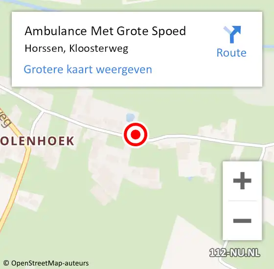 Locatie op kaart van de 112 melding: Ambulance Met Grote Spoed Naar Horssen, Kloosterweg op 21 februari 2022 12:37