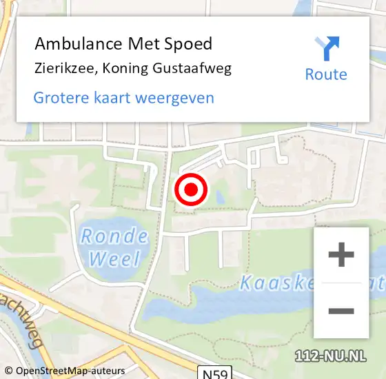 Locatie op kaart van de 112 melding: Ambulance Met Spoed Naar Zierikzee, Koning Gustaafweg op 21 februari 2022 14:06