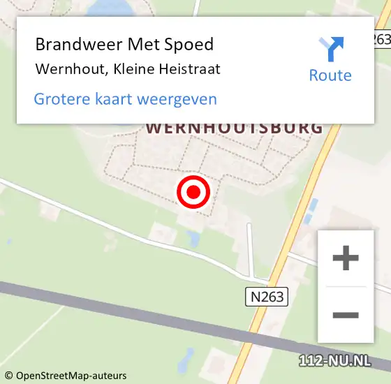 Locatie op kaart van de 112 melding: Brandweer Met Spoed Naar Wernhout, Kleine Heistraat op 21 februari 2022 14:39