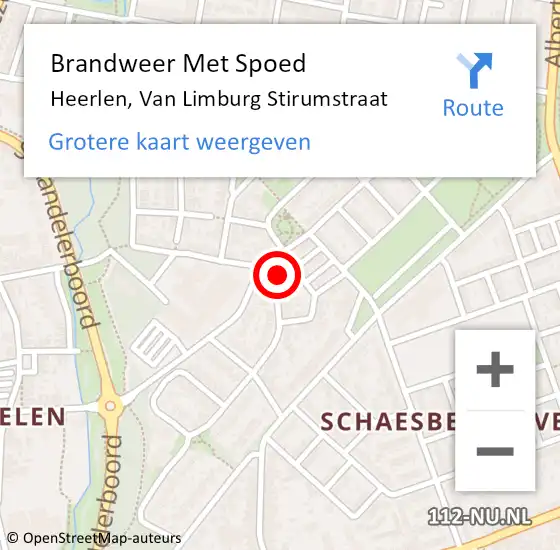 Locatie op kaart van de 112 melding: Brandweer Met Spoed Naar Heerlen, Van Limburg Stirumstraat op 21 februari 2022 14:53