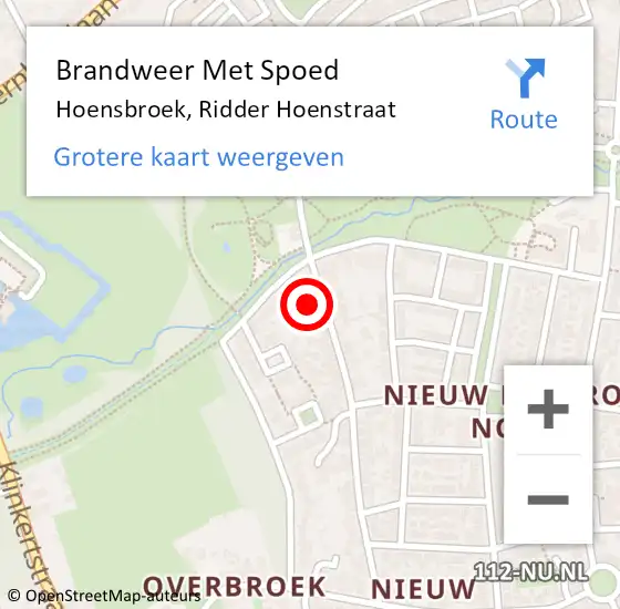 Locatie op kaart van de 112 melding: Brandweer Met Spoed Naar Hoensbroek, Ridder Hoenstraat op 21 februari 2022 15:01
