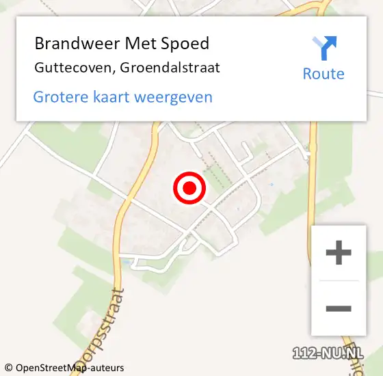 Locatie op kaart van de 112 melding: Brandweer Met Spoed Naar Guttecoven, Groendalstraat op 21 februari 2022 15:54