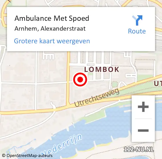 Locatie op kaart van de 112 melding: Ambulance Met Spoed Naar Arnhem, Alexanderstraat op 21 februari 2022 16:15