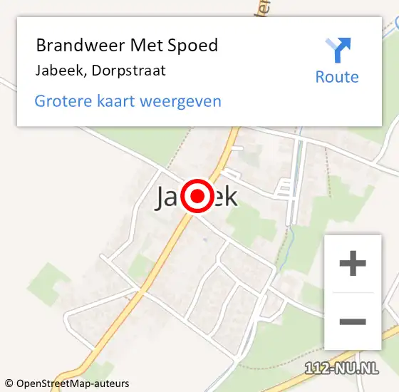 Locatie op kaart van de 112 melding: Brandweer Met Spoed Naar Jabeek, Dorpstraat op 21 februari 2022 17:08