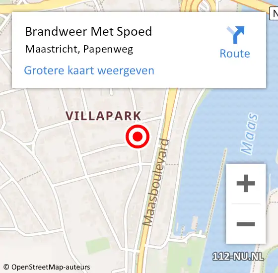 Locatie op kaart van de 112 melding: Brandweer Met Spoed Naar Maastricht, Papenweg op 21 februari 2022 18:01
