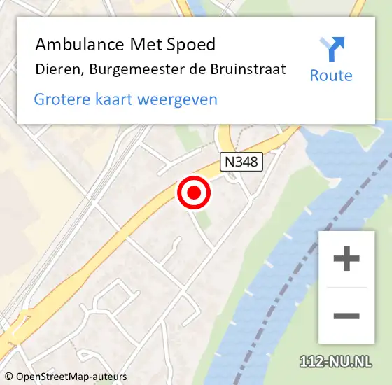 Locatie op kaart van de 112 melding: Ambulance Met Spoed Naar Dieren, Burgemeester de Bruinstraat op 21 februari 2022 19:21