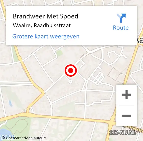 Locatie op kaart van de 112 melding: Brandweer Met Spoed Naar Waalre, Raadhuisstraat op 21 februari 2022 20:16