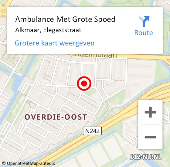 Locatie op kaart van de 112 melding: Ambulance Met Grote Spoed Naar Alkmaar, Elegaststraat op 21 februari 2022 21:45