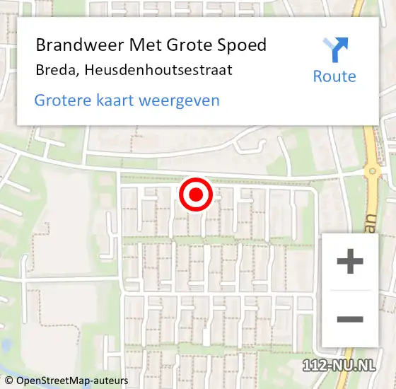 Locatie op kaart van de 112 melding: Brandweer Met Grote Spoed Naar Breda, Heusdenhoutsestraat op 21 februari 2022 23:29