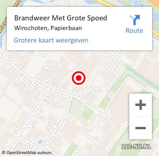Locatie op kaart van de 112 melding: Brandweer Met Grote Spoed Naar Winschoten, Papierbaan op 22 februari 2022 04:06