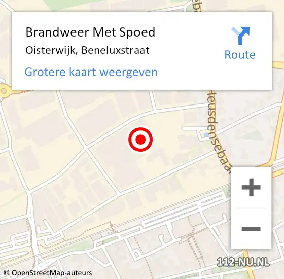 Locatie op kaart van de 112 melding: Brandweer Met Spoed Naar Oisterwijk, Beneluxstraat op 22 februari 2022 06:56