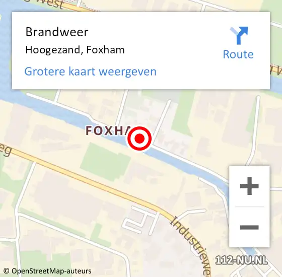 Locatie op kaart van de 112 melding: Brandweer Hoogezand, Foxham op 22 februari 2022 08:14