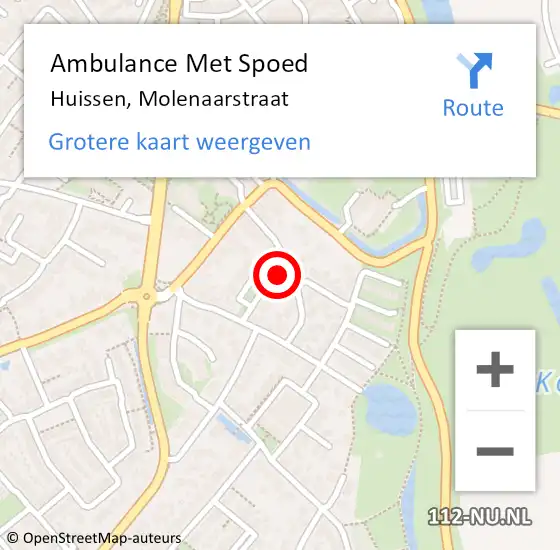 Locatie op kaart van de 112 melding: Ambulance Met Spoed Naar Huissen, Molenaarstraat op 22 februari 2022 08:52