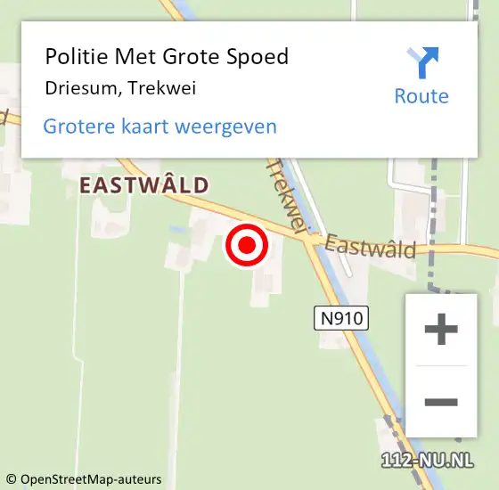 Locatie op kaart van de 112 melding: Politie Met Grote Spoed Naar Driesum, Trekwei op 22 februari 2022 10:09