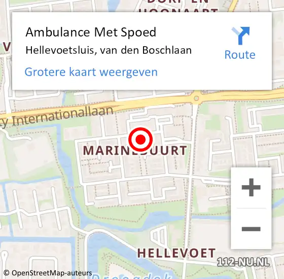 Locatie op kaart van de 112 melding: Ambulance Met Spoed Naar Hellevoetsluis, van den Boschlaan op 22 februari 2022 11:00