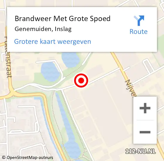 Locatie op kaart van de 112 melding: Brandweer Met Grote Spoed Naar Genemuiden, Inslag op 22 februari 2022 11:17