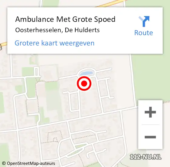Locatie op kaart van de 112 melding: Ambulance Met Grote Spoed Naar Oosterhesselen, De Hulderts op 22 februari 2022 12:36