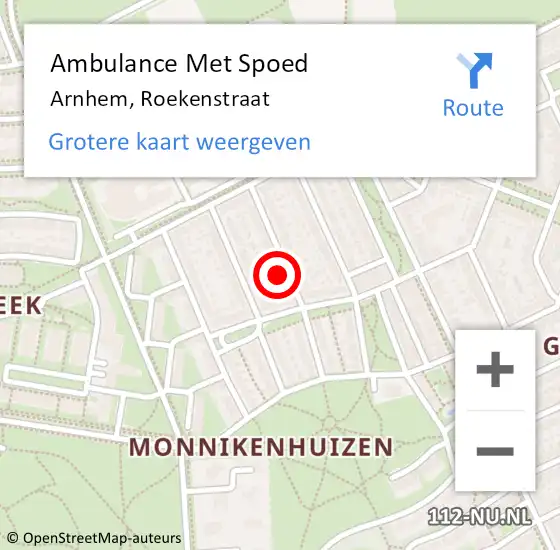 Locatie op kaart van de 112 melding: Ambulance Met Spoed Naar Arnhem, Roekenstraat op 22 februari 2022 14:02