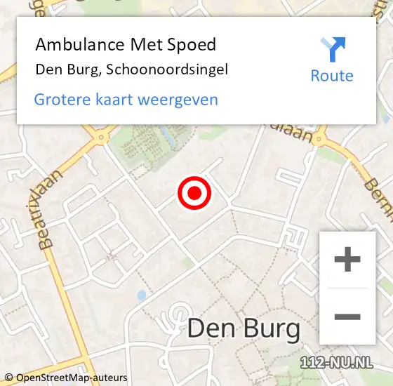 Locatie op kaart van de 112 melding: Ambulance Met Spoed Naar Den Burg, Schoonoordsingel op 22 februari 2022 14:20