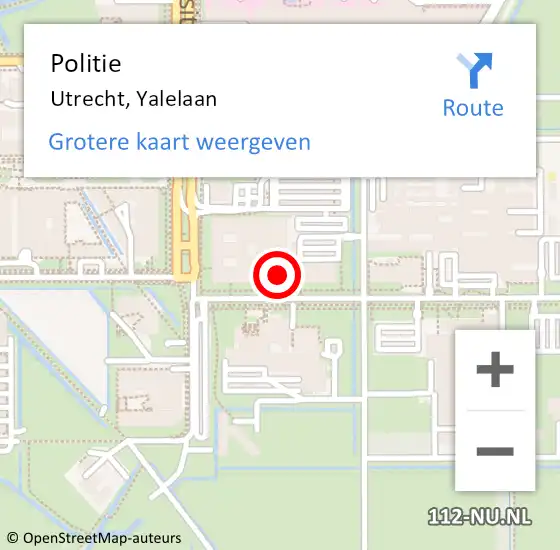 Locatie op kaart van de 112 melding: Politie Utrecht, Yalelaan op 22 februari 2022 14:46