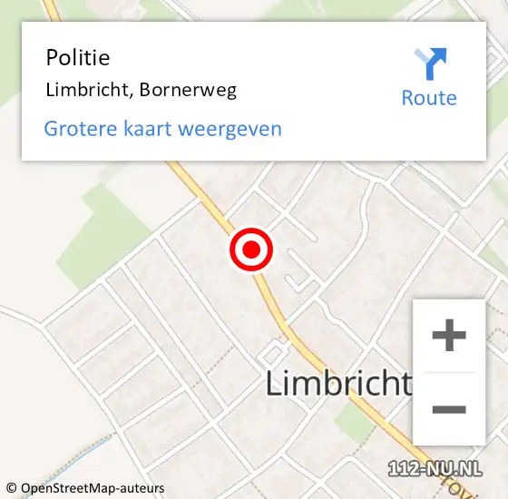 Locatie op kaart van de 112 melding: Politie Limbricht, Bornerweg op 22 februari 2022 16:15