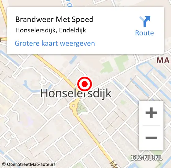 Locatie op kaart van de 112 melding: Brandweer Met Spoed Naar Honselersdijk, Endeldijk op 22 februari 2022 17:55
