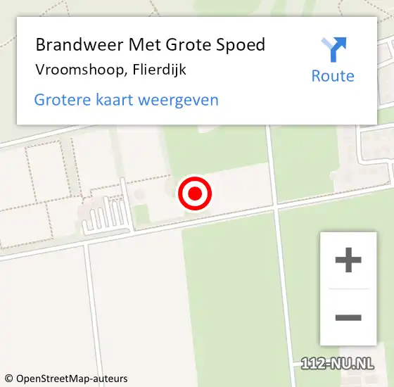 Locatie op kaart van de 112 melding: Brandweer Met Grote Spoed Naar Vroomshoop, Flierdijk op 22 februari 2022 18:06